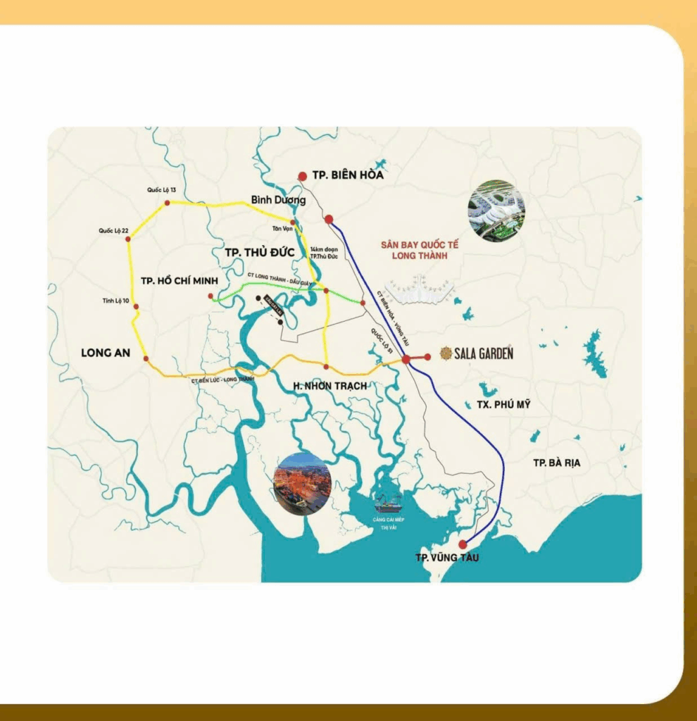 Các tuyến giao thông huyết mạch kết nối ngang qua hoa viên Sala Garden