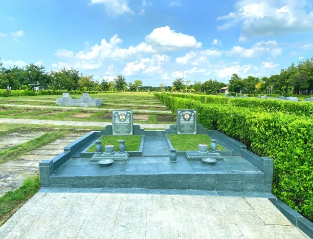 Mộ phần đôi cao cấp với thiết kế chuẩn phong thủy Châu Á